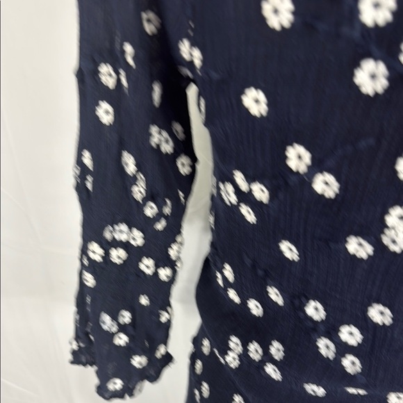 Rebecca Taylor Alessandra Embroidered Ruffle Navy Top Size M - Picture 9 of 11